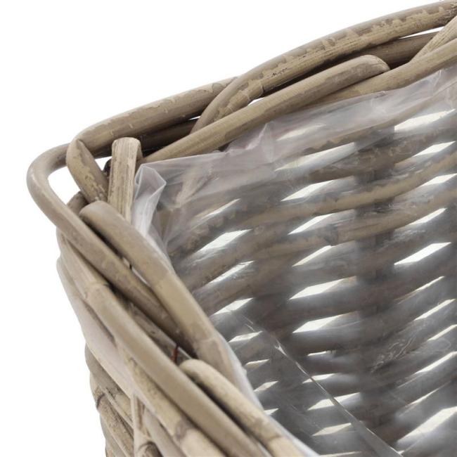 Pflanzkorb "Koboo Grey" aus Rattan, quadratisch, grau, klein, Blumentopf, Pflanzkübel, Pflanztopf für Draußen, Blumenkübel