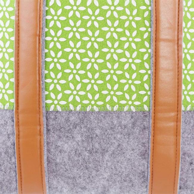Damentasche aus Filz, grau / grün, Schultertasche, Einkaufstasche, Shopper