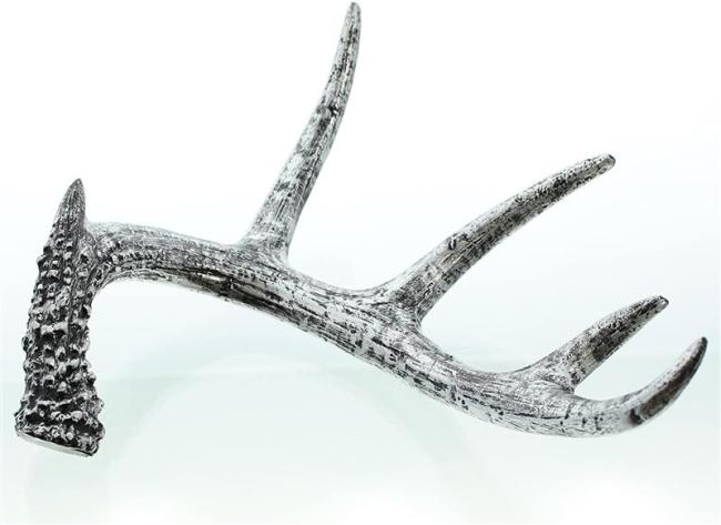 Preview: 2x Dekofigur "Geweih" aus Polyresin in schwarz / silber, 18 + 30 cm lang, Dekogeweih, Tischdeko, dekoratives Hirschgeweih