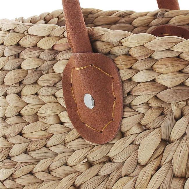 große Tasche aus Wasserhyazinthe mit Ledergriffen, Shopper