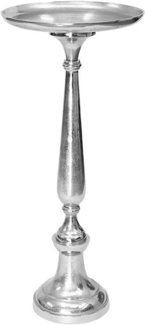 Preview: Dekosäule "Silber" aus Metall, 78cm hoch, Antik Look, XXL Kerzenständer, Metallsäule, Blumensäule, Beistelltisch, Windlichtsäule
