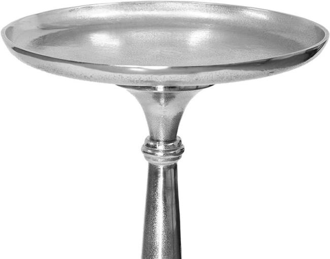 Dekosäule "Silber" aus Metall, 78cm hoch, Antik Look, XXL Kerzenständer, Metallsäule, Blumensäule, Beistelltisch, Windlichtsäule