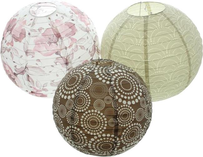 Preview: 3x Papierlampion "Harmony" rund 30 + 40 cm, Laterne, Lampenschirm, Kugelleuchte, Papierlaterne