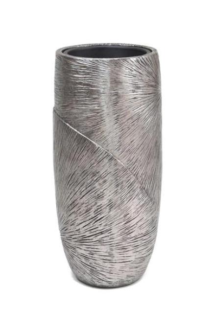 Preview: Übertopf "Edelglanz" silber, 72 cm hoch, aus Kunststein, Pflanzkübel, Blumensäule, Blumenübertopf, Pflanzgefäß für Drinnen & Draußen, Gartendeko