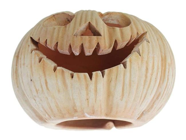 Windlicht "Kürbis" aus Terracotta, Ø 29 cm, Halloweendeko, Dekokürbis, Herbstdeko, Kerzenhalter