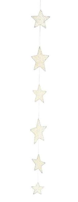 Preview: Dekohänger mit 6 Sternen, weiß mit Glitzer, 150 cm lang, Weihnachtsgirlande, Fensterdeko