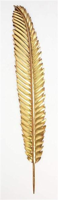 Preview: Wandhänger "Feder" aus Metall, gold, 99 cm hoch, Wandschmuck, Dekohänger