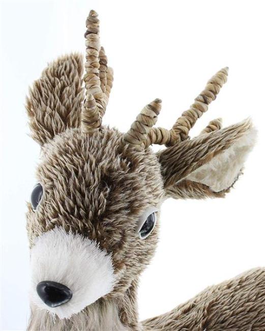 große Dekofigur "Rentier" mit Fell, 49 cm hoch, Weihnachtsdeko stehend, Tierfigur