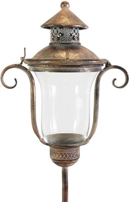Preview: Stablaterne aus Metall im Antik Design, 118 cm hoch, Windlicht, Gartenstecker, Laterne, Metalllaterne, Kerzenlaterne, Gartendeko für Draußen