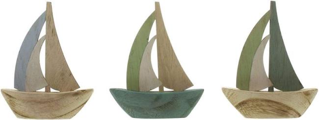 Preview: 3 Mini Segelboote aus Holz, 10x12 cm, maritime Deko, Segelschiff, Dekoboot, Holzschiffchen