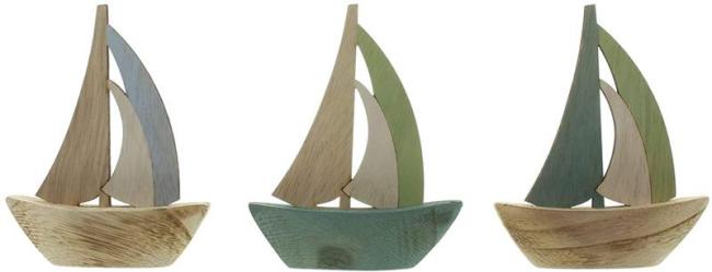 Preview: 3 Mini Segelboote aus Holz, 10x12 cm, maritime Deko, Segelschiff, Dekoboot, Holzschiffchen
