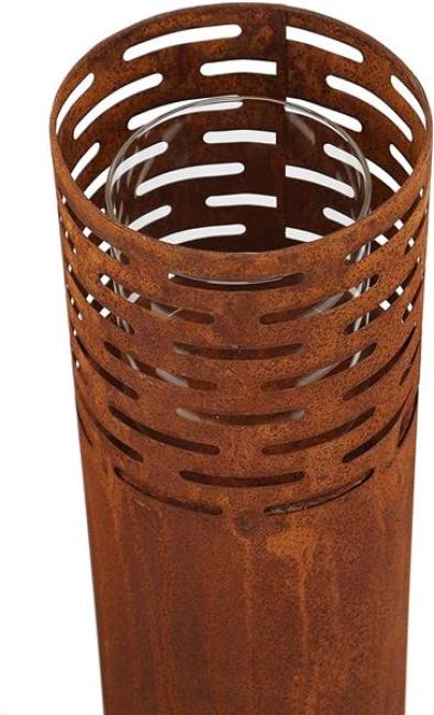 2x Windlichtsäule "Rost-Säule" aus Metall mit Rost Finish, 75 + 95 cm hoch, Outdoor Windlicht, Kerzenständer groß, Dekosäule mit Kerzenglas, Gartendeko für Draußen