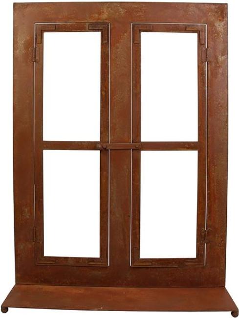 Preview: Gartendeko "Fenster" aus Metall in Rost Optik, 57x80 cm groß, Fensterrahmen, Sprossenfenster, Deko für Draußen