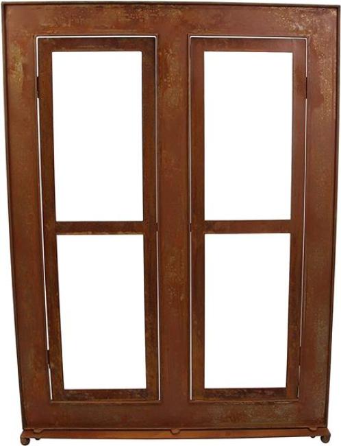 Gartendeko "Fenster" aus Metall in Rost Optik, 57x80 cm groß, Fensterrahmen, Sprossenfenster, Deko für Draußen