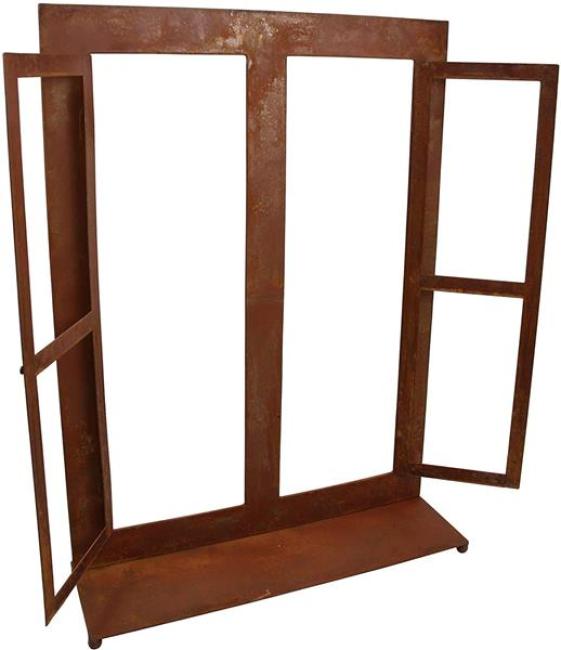 Gartendeko "Fenster" aus Metall in Rost Optik, 57x80 cm groß, Fensterrahmen, Sprossenfenster, Deko für Draußen