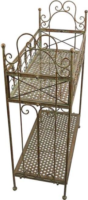 Metallregal im Antik-Design mit Patina, Pflanzenregal, Badregal