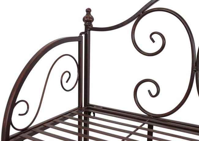 Metallregal "Arabeske" mit Ranken, Antik braun, Blumenregal, Klappregal, Outdoor Blumentreppe