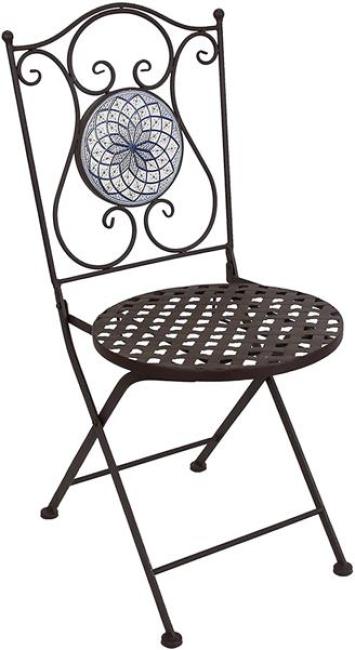 Preview: Metall Klappstuhl "Mare" mit Stein Mosaik im Antik Design, Gartenstuhl