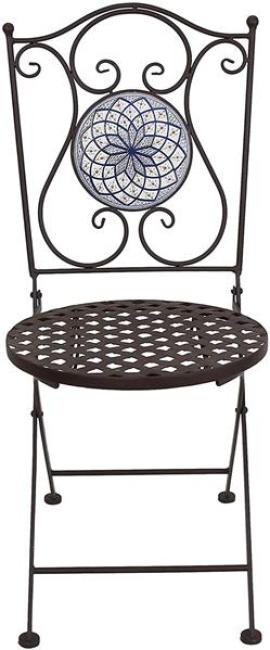 Preview: Metall Klappstuhl "Mare" mit Stein Mosaik im Antik Design, Gartenstuhl