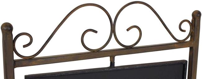 Tafel "Arabeske" aus Metall, Antik braun, Kreidetafel, Kundenstopper