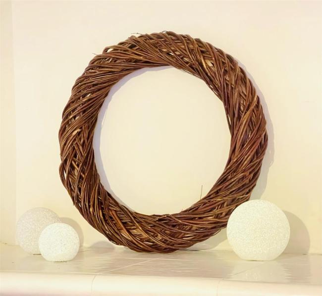 großer Reisigkranz Ø 47 cm, Dekokranz für Drinnen & Draußen, Türkranz, Naturkranz, Wandkranz