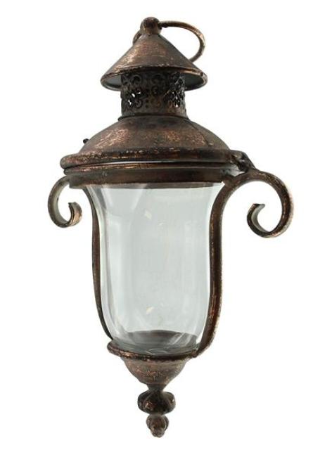 Preview: Wandlaterne "Shabby" aus Metall und Glas, Wandkerzenhalter für Garten, Balkon & Terrasse, Gartenlaterne, Wandwindlicht, Kerzenwandhalter