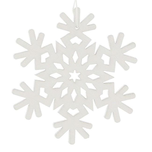 18 Dekohänger "Schneeflocke" aus Holz, weiß, Weihnachtsbaumschmuck