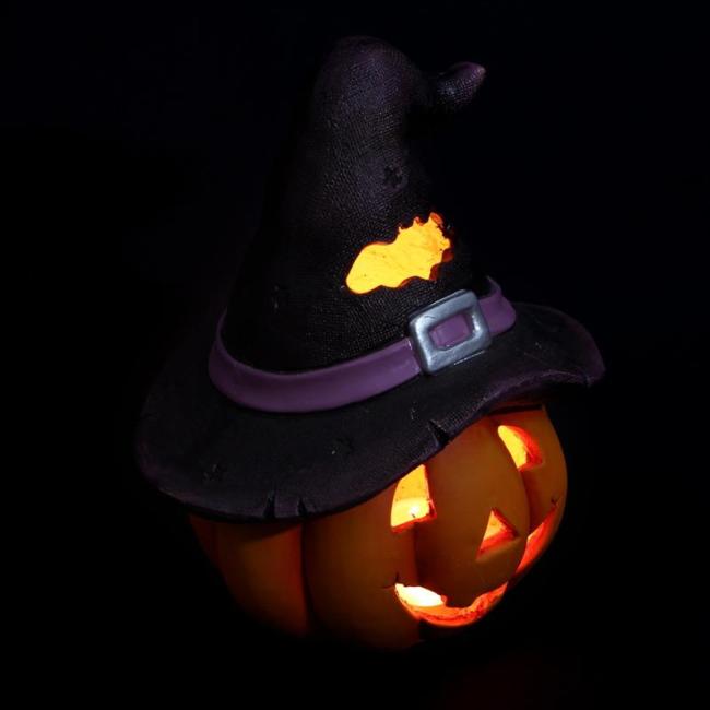 Halloween Windlicht "Hexenhut" für Innen + Außen, Deko Kürbis, Kerzenhalter, Halloweendeko