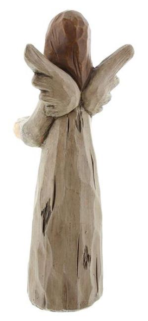 Preview: Terracotta Teelichthalter "Engel mit Schale" Weihnachtsengel 40 cm hoch, Weihnachtsfigur in Holz Optik, Weihnachtsdeko