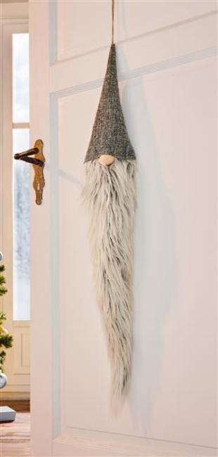 Preview: Dekohänger "Wichtel mit Zottelbart", 100 cm hoch, Türdeko, Wanddeko, Weihnachtsdeko