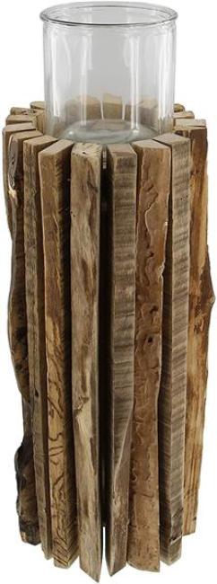 Preview: Windlichtsäule "Rustikal" aus recyceltem Holz, 55 cm hoch, Dekosäule, Holzsäule, Dekosäule mit Kerzenglas, Bodenwindlicht, Kerzensäule