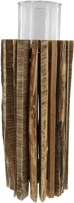 Preview: Windlichtsäule "Rustikal" aus recyceltem Holz, 55 cm hoch, Dekosäule, Holzsäule, Dekosäule mit Kerzenglas, Bodenwindlicht, Kerzensäule