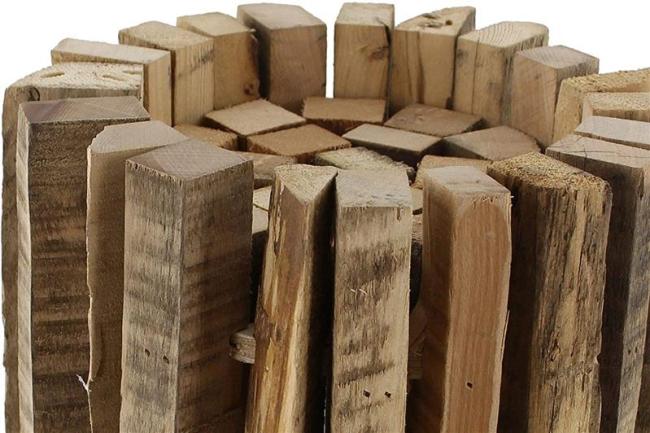 Windlichtsäule "Rustikal" aus recyceltem Holz, 55 cm hoch, Dekosäule, Holzsäule, Dekosäule mit Kerzenglas, Bodenwindlicht, Kerzensäule