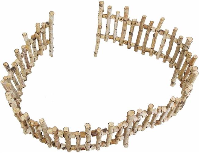 Dekorative Beeteinfassung "Birkenholz" 2 m lang, Gartenzaun zum Stecken, Beetzaun, Holz Beetumrandung, Staketenzaun, Steckzaun