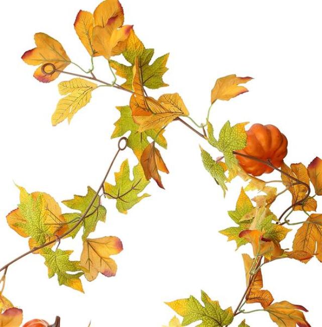 Herbstgirlande "Kürbis" ca. 160 cm lang, mit Kürbissen und Blättern
