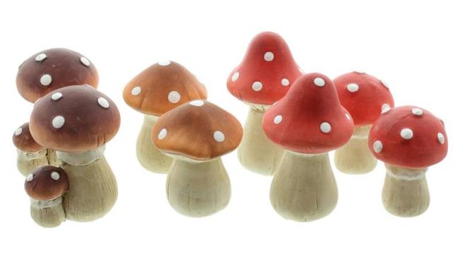 8 kleine Fliegenpilze aus Terracotta, 5 - 7 cm hoch, Herbstdeko, Dekopilze, Dekofiguren Set