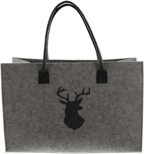 Preview: Handtasche aus Filz, grau, stehend, 45x20x30 cm, Damentasche, Shopper, Einkaufstasche