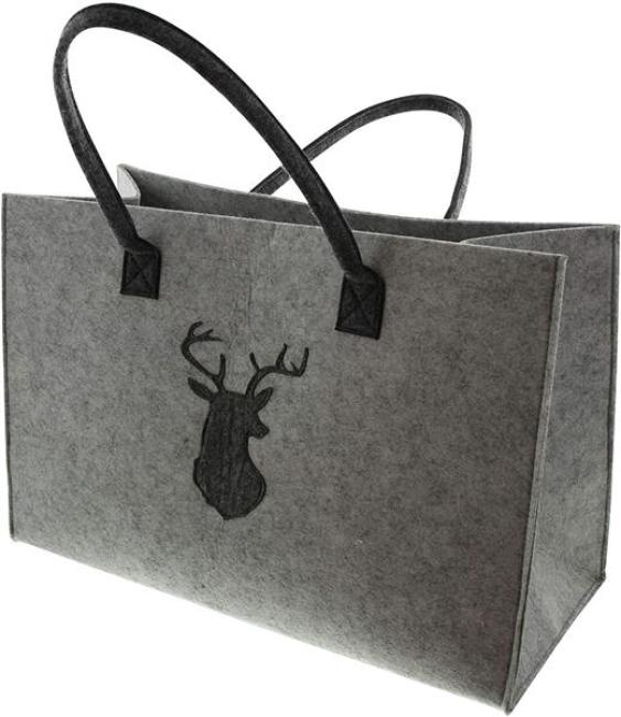 Preview: Handtasche aus Filz, grau, stehend, 45x20x30 cm, Damentasche, Shopper, Einkaufstasche
