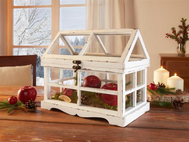 Preview: Mini-Gewächshaus "Shabby", 37x21x31 cm, Terrarium, Treibhaus, Miniglashaus