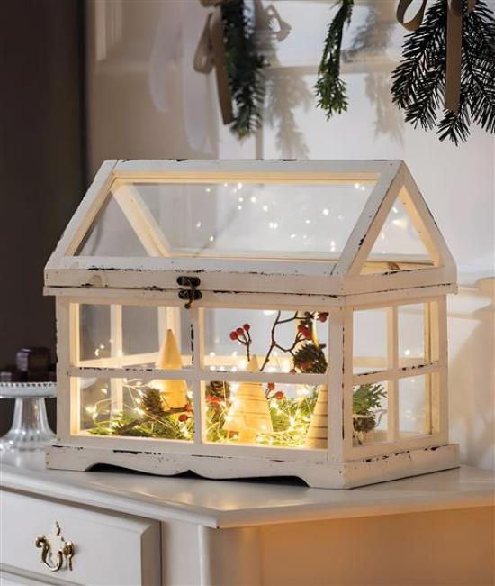 Preview: Mini-Gewächshaus "Shabby", 37x21x31 cm, Terrarium, Treibhaus, Miniglashaus