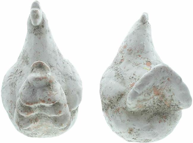 Preview: Deko-Figur "Huhn & Hahn", 2er Set, Figurenset aus Terracotta im Shabby-Look