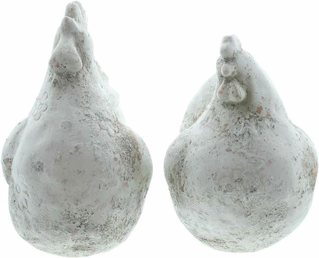 Deko-Figur "Huhn & Hahn", 2er Set, Figurenset aus Terracotta im Shabby-Look