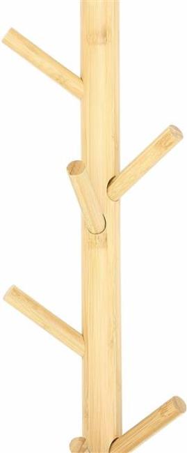 Preview: Garderobe "Bambus" mit 11 Haken, braun, 100 cm hoch, aus Holz im Scandi-Style