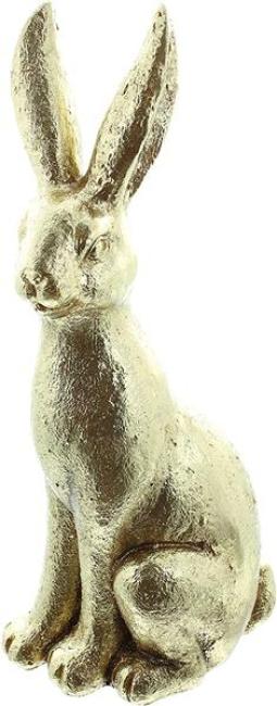 Preview: Hase "Gold" aus Fiberglas, 42 cm hoch, Osterhase sitzend, Vintage Osterdeko