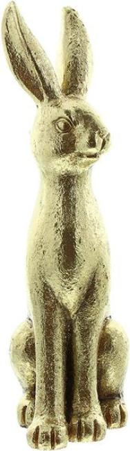 Preview: Hase "Gold" aus Fiberglas, 42 cm hoch, Osterhase sitzend, Vintage Osterdeko