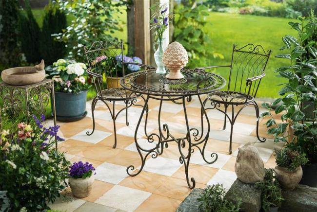 Bistrostuhl "Flair" aus Metall, Antikoptik, Balkon & Gartenstuhl, Terrassenmöbel