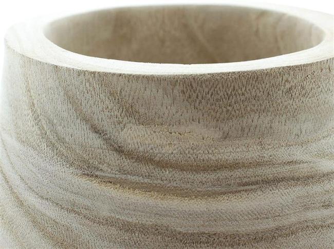 Dekovase "Wood", bauchig, aus naturbelassenem Paulownia Holz, 24 cm hoch, Vase für Trockenblumen, Holzvase, Tischvase