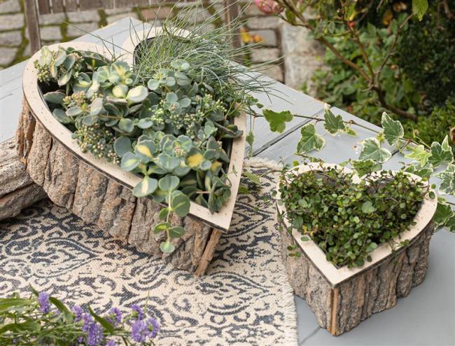 Preview: Pflanzer 'Herz', 2er Set, rustikales Pflanzgefäß im Herz-Design, Kräutertopf