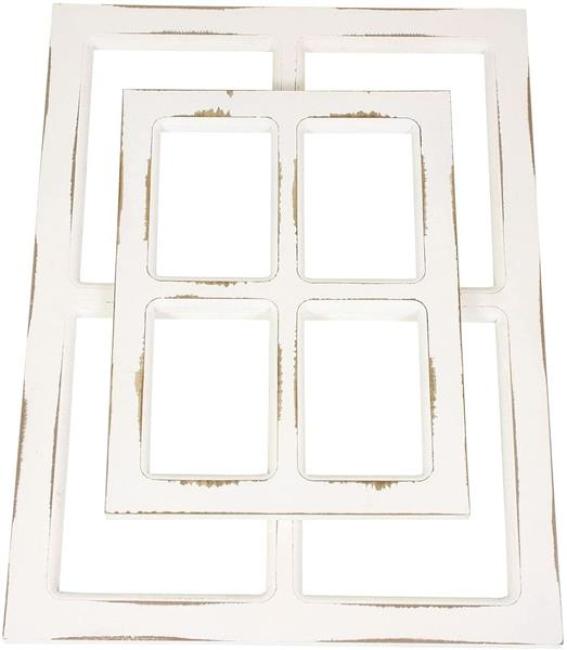 2 Dekofenster aus Holz im Shabby Look, weiß, Deko Fensterrahmen, Holzfenster, Sprossenfenster