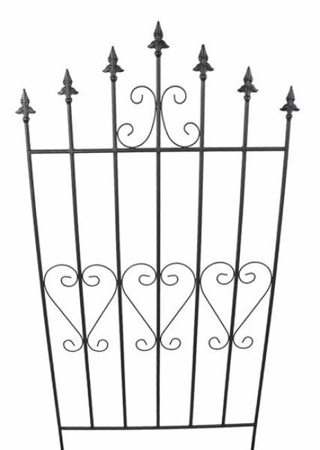 Preview: Dekozaun "Lilie" 111 cm hoch aus Metall, schwarz, Vintage Gartenzaun, Metallzaun, Steckzaun, Zierzaun, Vorgartenzaun